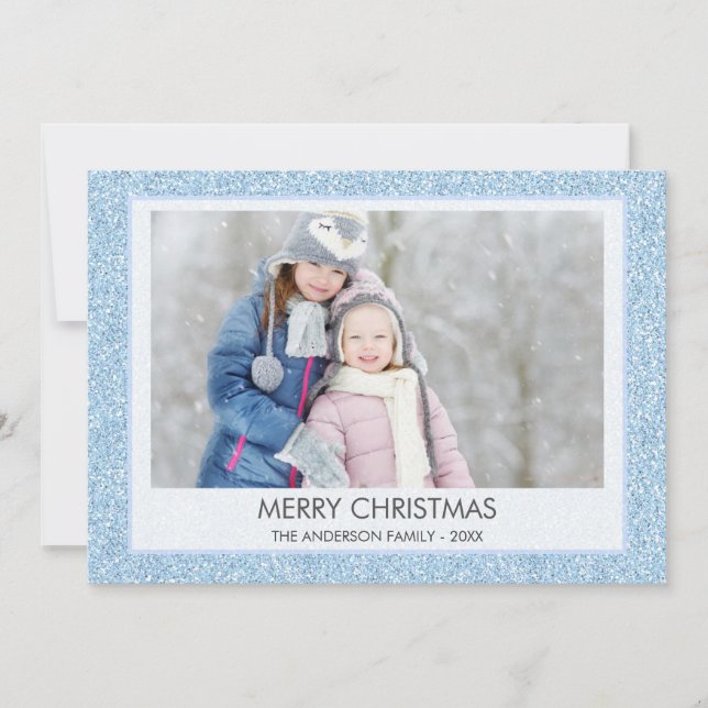 Cartes Pour Fêtes Annuelles Parties scintillant Bleue Étincelle Bokeh hiver Ph (Devant)