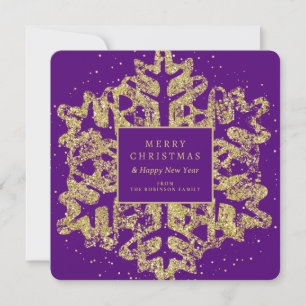 Cartes Pour Fêtes Annuelles Parties scintillant de Noël or Flocon de neige Fam