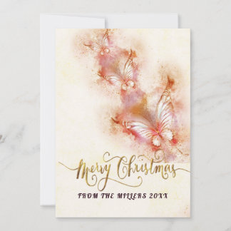 Cartes Pour Fêtes Annuelles Parties scintillant de Noël papillon rose