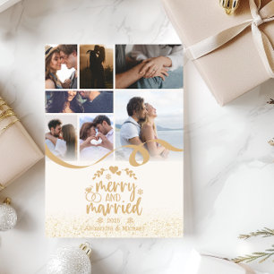 Cartes Pour Fêtes Annuelles Parties scintillant d'or Joyeux et marié 7 Photo