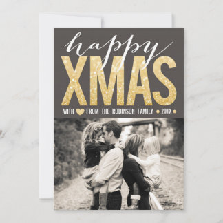 Cartes Pour Fêtes Annuelles Parties scintillant d'or moderne - photo de Noël