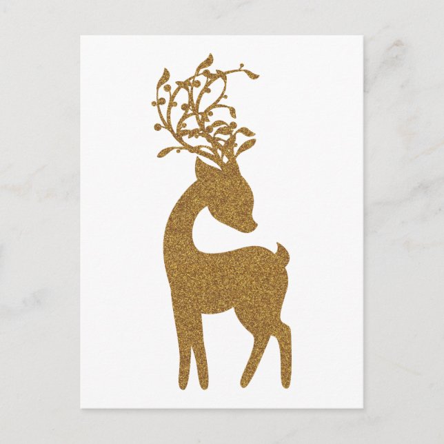 Cartes Pour Fêtes Annuelles Parties scintillant d'or Noël Reindeer (Devant)