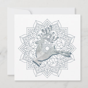 Cartes Pour Fêtes Annuelles Parties scintillant en marbre Mandala d'hiver neig