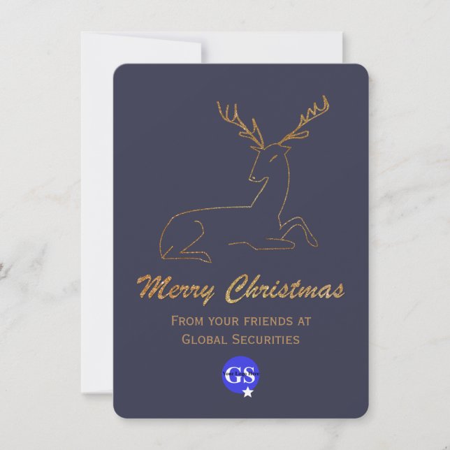 Cartes Pour Fêtes Annuelles Parties scintillant Look Deer Corporate Christmas  (Devant)