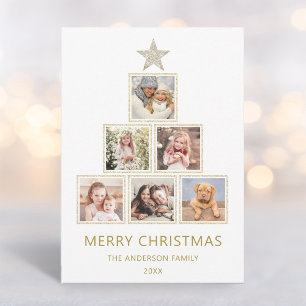 Cartes Pour Fêtes Annuelles Parties scintillant or   Christmas Photo Tree Holi