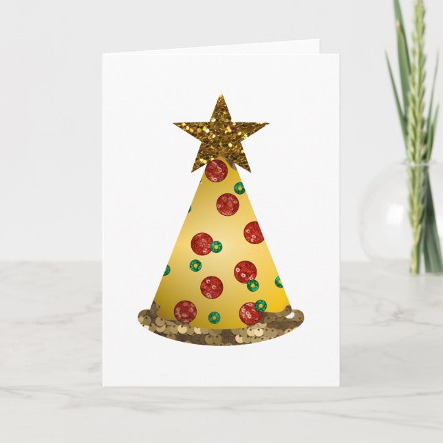 Cartes Pour Fêtes Annuelles parties scintillant pizza arbre de noël (Devant)