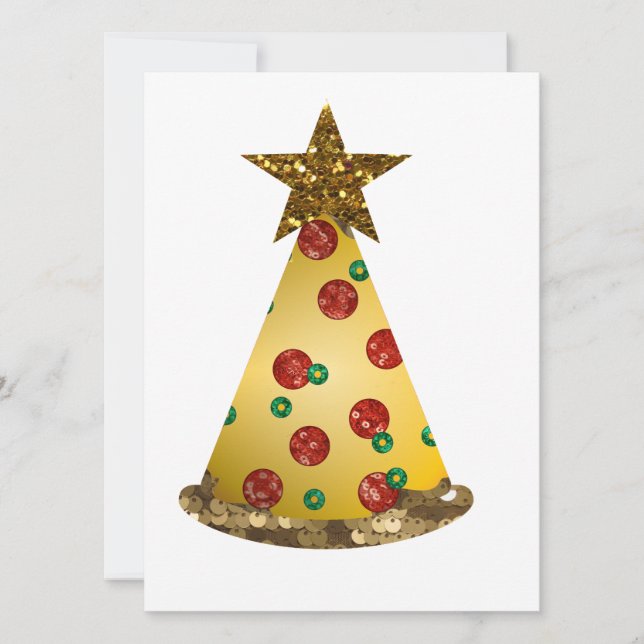 Cartes Pour Fêtes Annuelles parties scintillant pizza arbre de noël (Devant)
