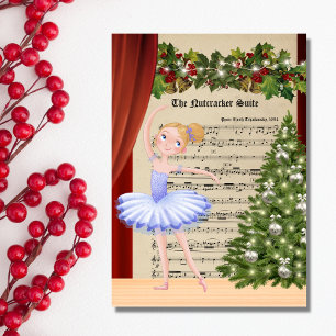 Cartes Pour Fêtes Annuelles Partition vintage de Casse-Noisette Ballerine blon