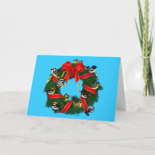 Cartes Pour Fêtes Annuelles Parulines Birdorées Courbe de Noël