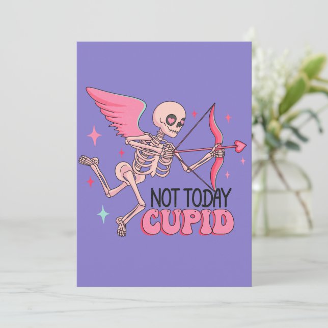 Cartes Pour Fêtes Annuelles Pas aujourd'hui Cupidon Funny Anti Saint-Valentin (Debout devant)