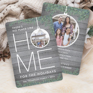 Cartes Pour Fêtes Annuelles Pas d'endroit comme Accueil 2 Photo Noël Vert Bois