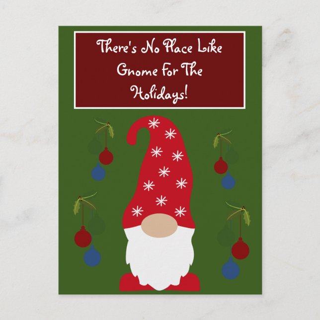 Cartes Pour Fêtes Annuelles Pas d'endroit comme Gnome pour les vacances (Devant)