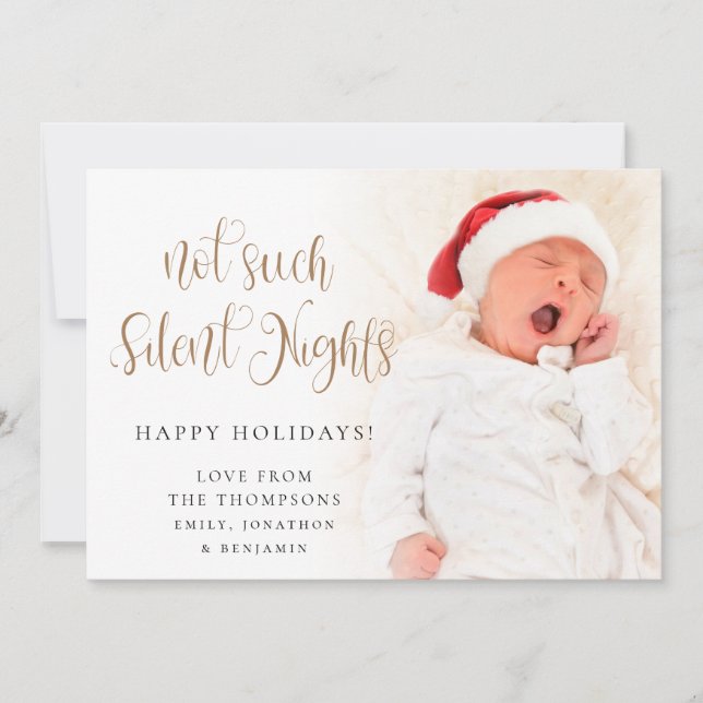 Cartes Pour Fêtes Annuelles Pas Telle Silent Nights Bébé Script Photo Noël (Devant)
