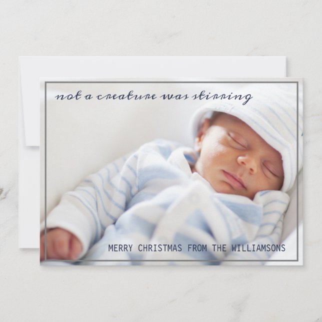 Cartes Pour Fêtes Annuelles Pas une créature était Stirring Baby Photo Noël (Devant)