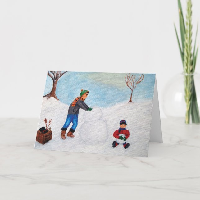 Cartes Pour Fêtes Annuelles Passant un jour de neige ainsi que "bonnes fêtes " (Devant)