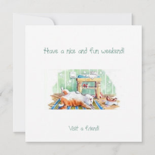 Cartes Pour Fêtes Annuelles Passez un week-end agréable et amusant! Un chat et