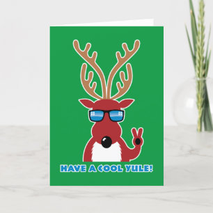 Cartes Pour Fêtes Annuelles Passez un Yule Cool ! Renne portant des lunettes d