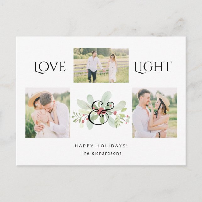 Cartes Pour Fêtes Annuelles Pastel Aquarelle Noël Floral 3 photos (Devant)