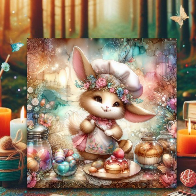 Cartes Pour Fêtes Annuelles Pastel Aquarelle Pâques Rabbit Traitements de boul (Créateur téléchargé)