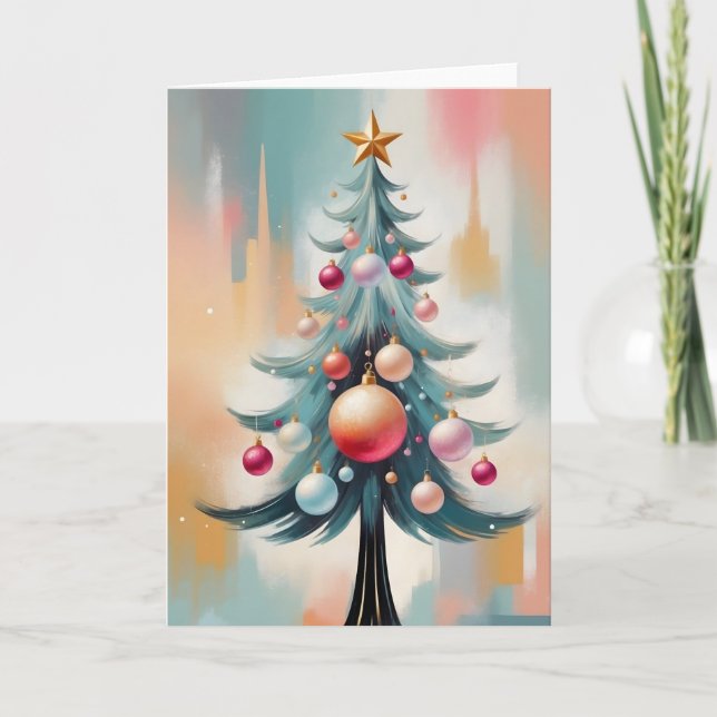 Cartes Pour Fêtes Annuelles Pastel Art Déco Noël Luxe Ornements fantaisistes (Devant)