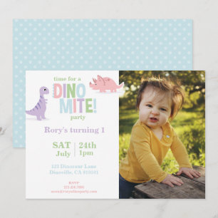 Cartes Pour Fêtes Annuelles Pastel Baby Dinosaur Enfants Photo Anniversaire