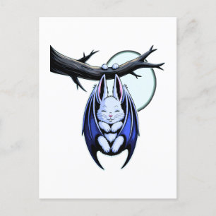 Cartes Pour Fêtes Annuelles Pastel Bat Bunny Éffrayant Cute Halloween