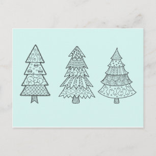 Cartes Pour Fêtes Annuelles pastel bleu glacé élégant sapins de Noël