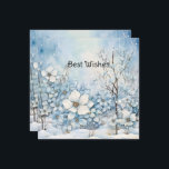 Cartes Pour Fêtes Annuelles Pastel Blue Winter Flowers Noël<br><div class="desc">Un bleu pastel délicat prend le dessus des fleurs,  des oiseaux et de la vieille maison vintage dans cette carte de Noël qui envoie "Meilleurs Voeux". Personnalisé sur le dos avec votre nom un verset approprié pour les vacances.</div>