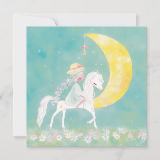 Cartes Pour Fêtes Annuelles Pastel Celestial Pony and Crescent Moon