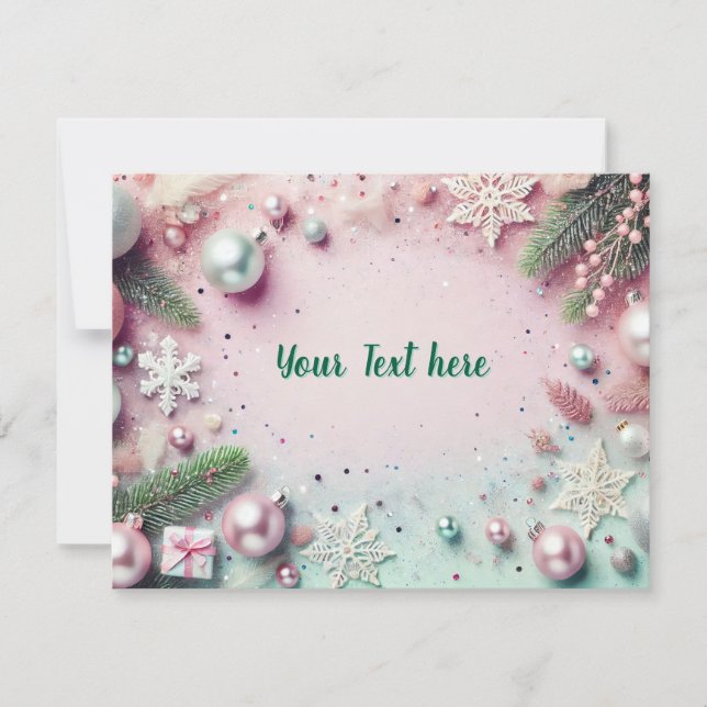 Cartes Pour Fêtes Annuelles Pastel Christmas Glitter Background with Ornaments (Devant)