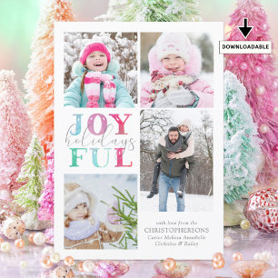 Cartes Pour Fêtes Annuelles Pastel coloré JOYFUL HOLIDAYS 4 Photos