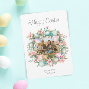 Cartes Pour Fêtes Annuelles Pastel Eggs Wreath Happy Famille de Pâques Photo