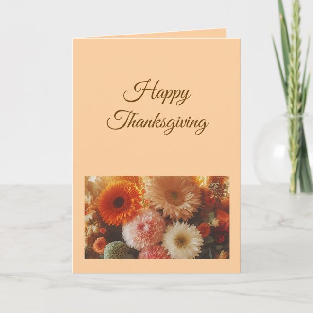 Cartes Pour Fêtes Annuelles Pastel Fall Flowers Thanksgiving Card (Devant)