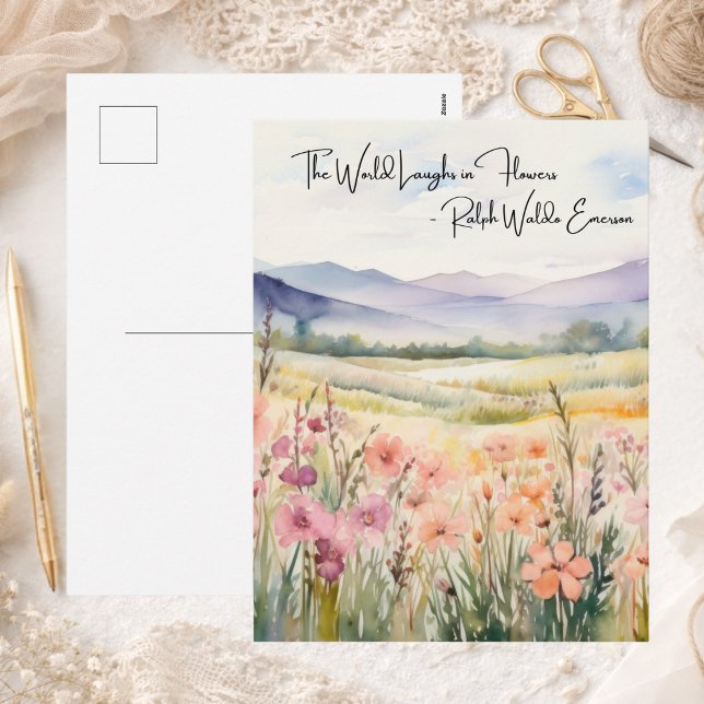 Cartes Pour Fêtes Annuelles Pastel Fleurs sauvages rient dans l'aquarelle des  (Créateur téléchargé)