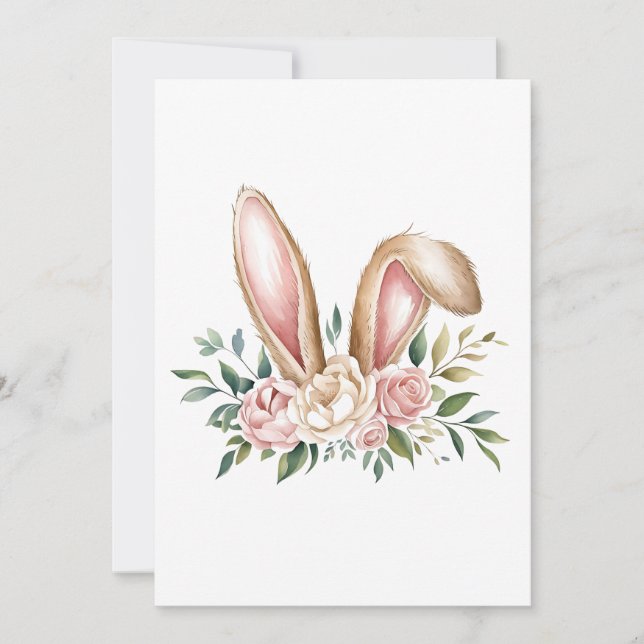 Cartes Pour Fêtes Annuelles Pastel Floral Ears Bunny Pâques (Devant)