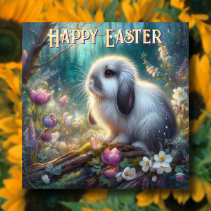 Cartes Pour Fêtes Annuelles Pastel Floral Printemps Bois Bunny Pâques