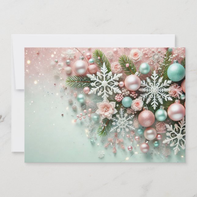 Cartes Pour Fêtes Annuelles Pastel Glitter Christmas Design with Decorations (Devant)