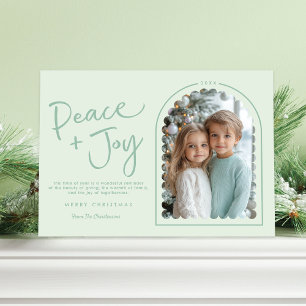 Cartes Pour Fêtes Annuelles Pastel Green Arch Moderne Paix Joie Photo Noël