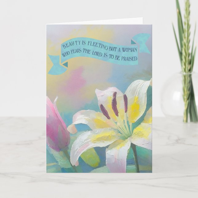 Cartes Pour Fêtes Annuelles Pastel Lily, Versets de la Bible Mère Amour (Devant)