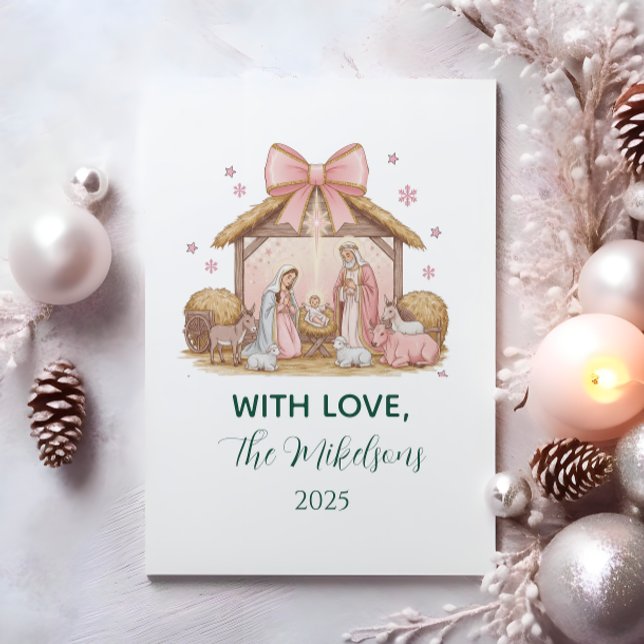 Cartes Pour Fêtes Annuelles Pastel Nativity Christmas (Créateur téléchargé)