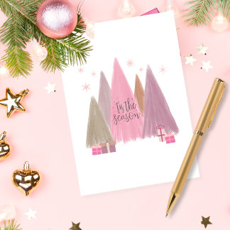 Cartes Pour Fêtes Annuelles Pastel Noël Arbres 'C'est la saison