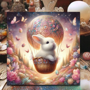 Cartes Pour Fêtes Annuelles Pastel Oeuf de Pâques Bunny Balloon chrétien