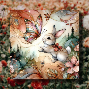 Cartes Pour Fêtes Annuelles Pastel Peach Vitrail Bunny Printemps Pâques