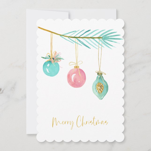 Cartes Pour Fêtes Annuelles Pastel Pink Farmhouse Check Ornement de Noël (Devant)