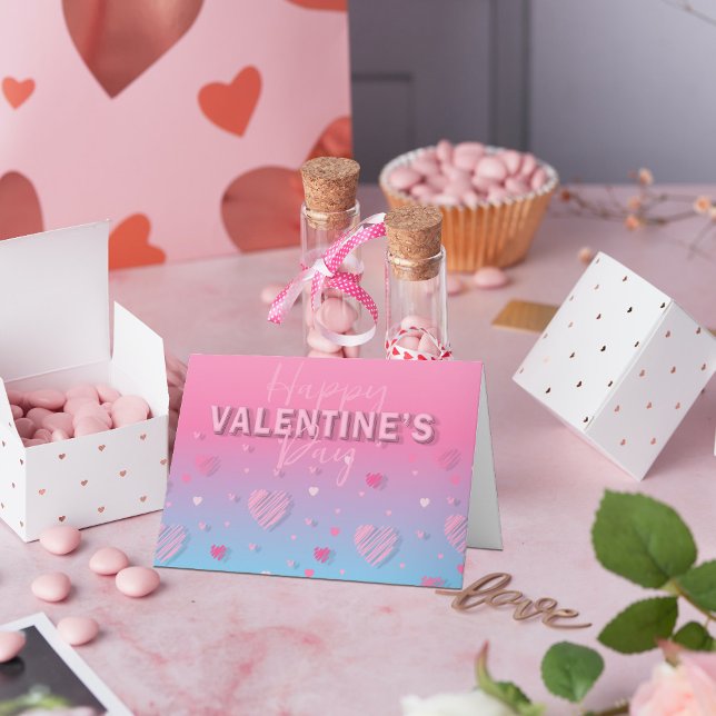 Cartes Pour Fêtes Annuelles Pastel Pink Scribble Hearts Heureuse Sainte-Valent (Créateur téléchargé)