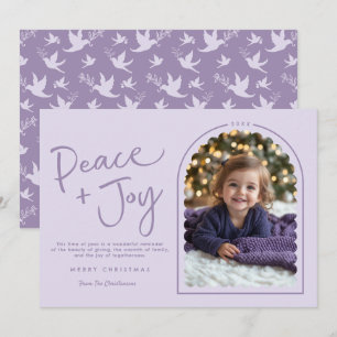 Cartes Pour Fêtes Annuelles Pastel Purple Moderne Paix Joie Photo Noël
