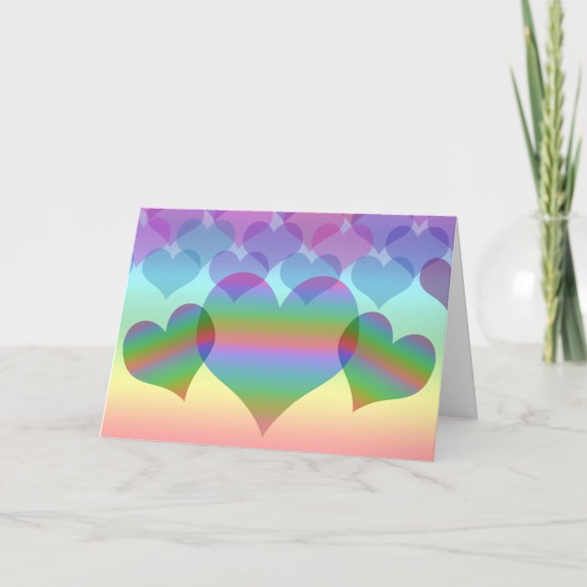 Cartes Pour Fêtes Annuelles Pastel Rainbow of Hearts inclus (Devant)