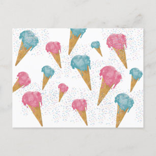 Cartes Pour Fêtes Annuelles Pastel Retro Aquarelle Crème glacée et arrosages