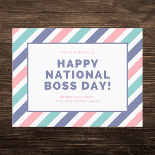 Cartes Pour Fêtes Annuelles Pastel Striped Happy National Boss Day
