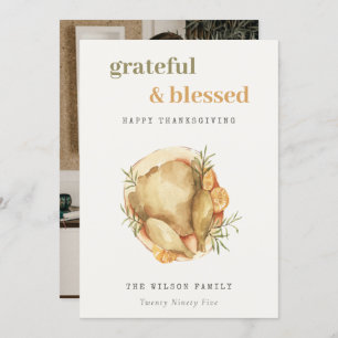 Cartes Pour Fêtes Annuelles Pastel Watercolor Photo Turquie Repas Thanksgiving